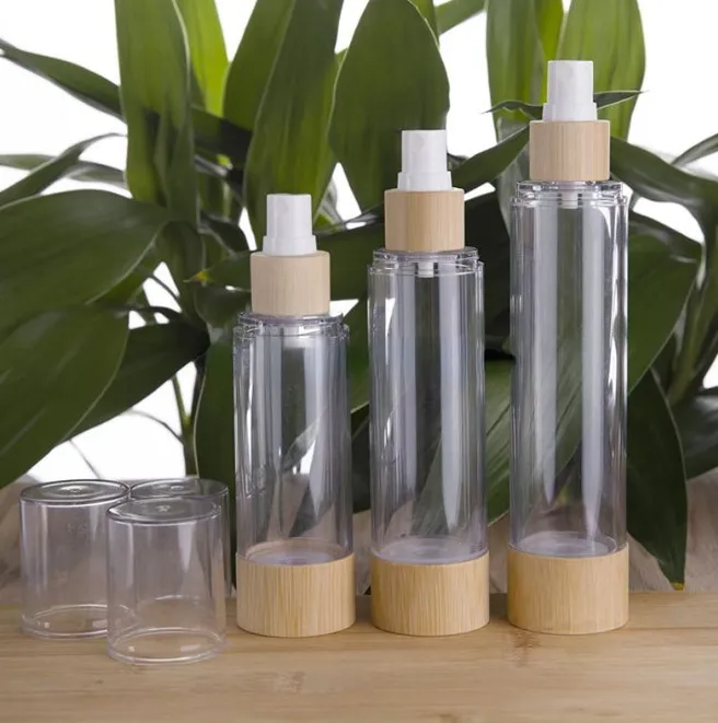 DIY Bamboo Spray Spray butelka 20/30/50/10/15/120 ml pusta przezroczysta plastikowa mgła sprayem Perfume Essence Pump Butelki próżniowe