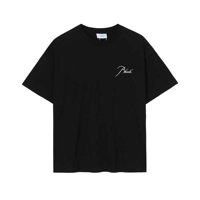T-shirty mężczyzn Rhude x McLaren list haftowany lapel pullover T-shirt 1 i damskie krótkie rękawe S-xl 351