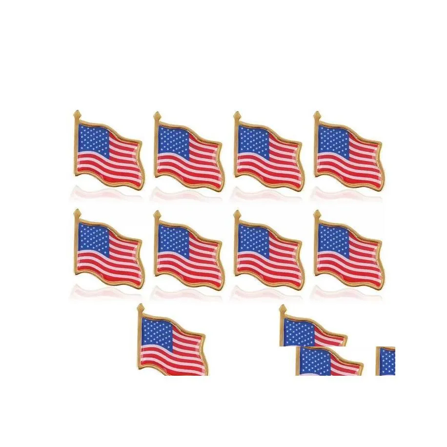 Stift broscher amerikansk flagga lapel pin USA USA hatt slipsar m￤rke stift mini f￶r kl￤ds￤ckar dekoration grossist drop del dhfvp