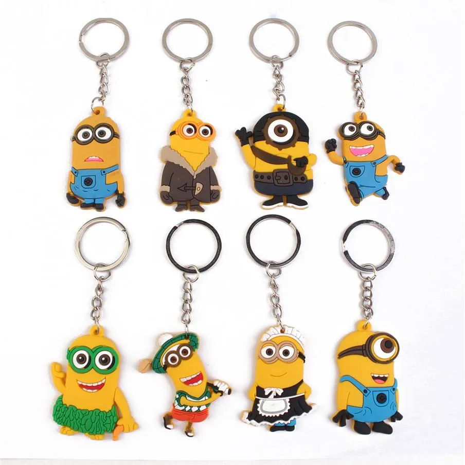 Ny ankomst Bag Accessorries Keychain Lovely Cartoon Figure Key Ring Funny Pattern Key-Holder Trinket Kid Children Minions2469