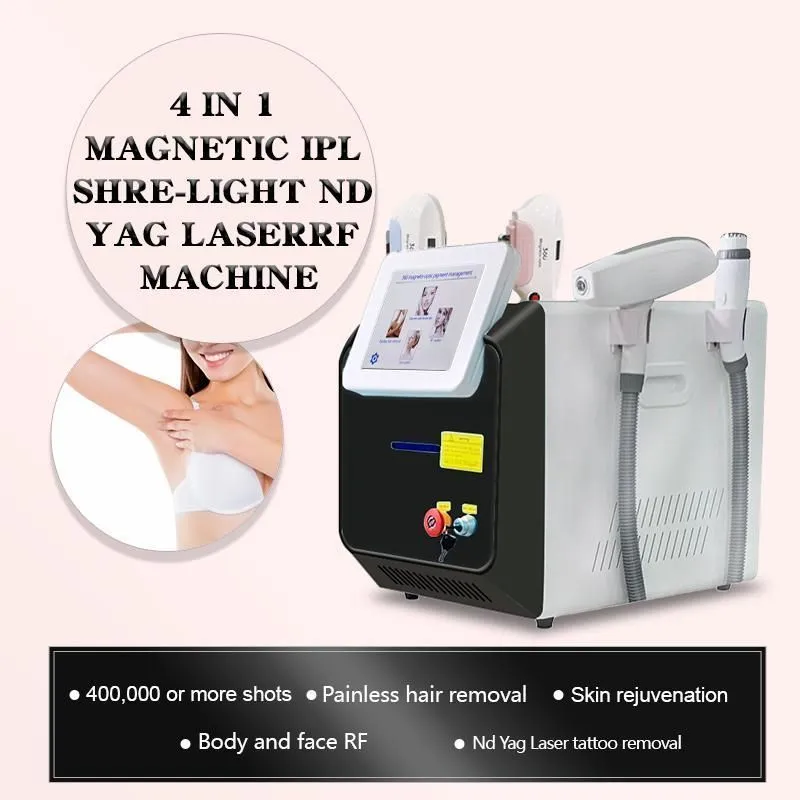 4 Handles Hair Removal & Shr Elight Ipl Opt Rf &Nd Yag Laser 1064 Tattoo Removing 360 Magneto Machine