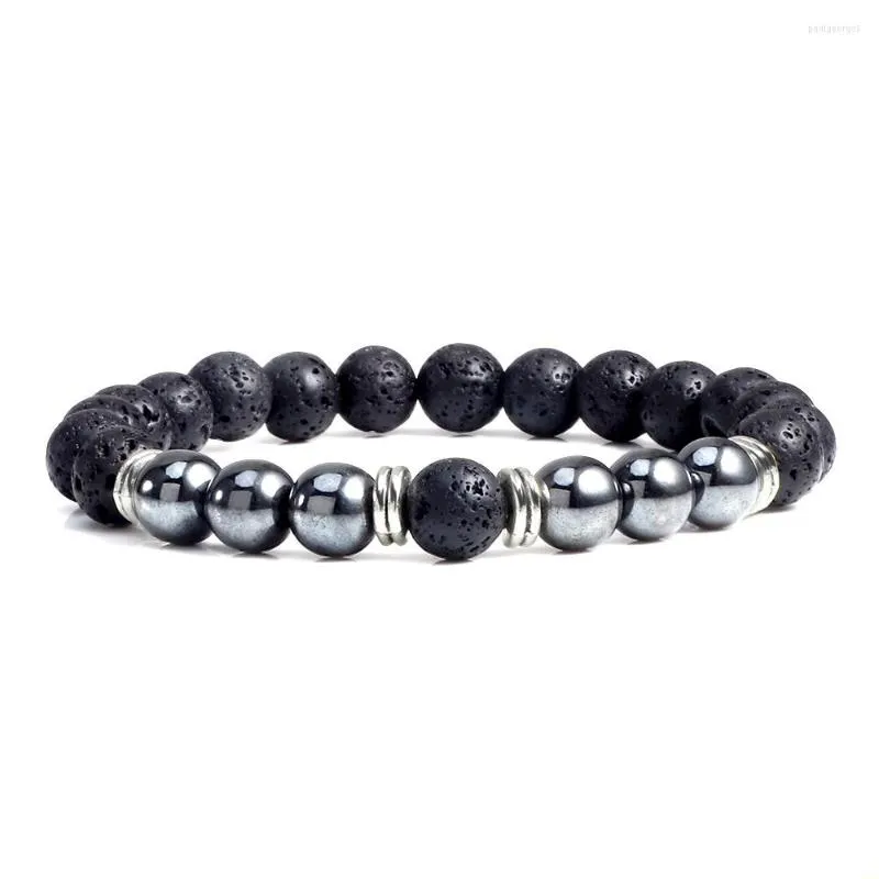 Strand Ematite Bracciale da uomo Pietra naturale Lava Occhi di tigre Perline Braccialetti elasticizzati Braccialetti Donna Guarigione Yoga Regalo gioielli minimalista