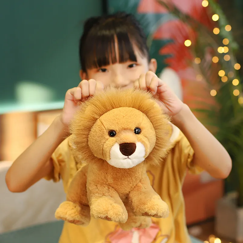1pc 28/55cm adorável brinquedos de leão de pelúcia, petoche de leão de leão de leão recheado macio para crianças crianças presentes de Natal de aniversário de bebê