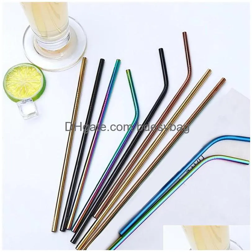 Drinking Straws 6X241Mm Stainless Steel Sts Reusable Colorf Metal St Cleaning Brush For Party Wedding Bar Drop Delivery Home Garden Dhtdt