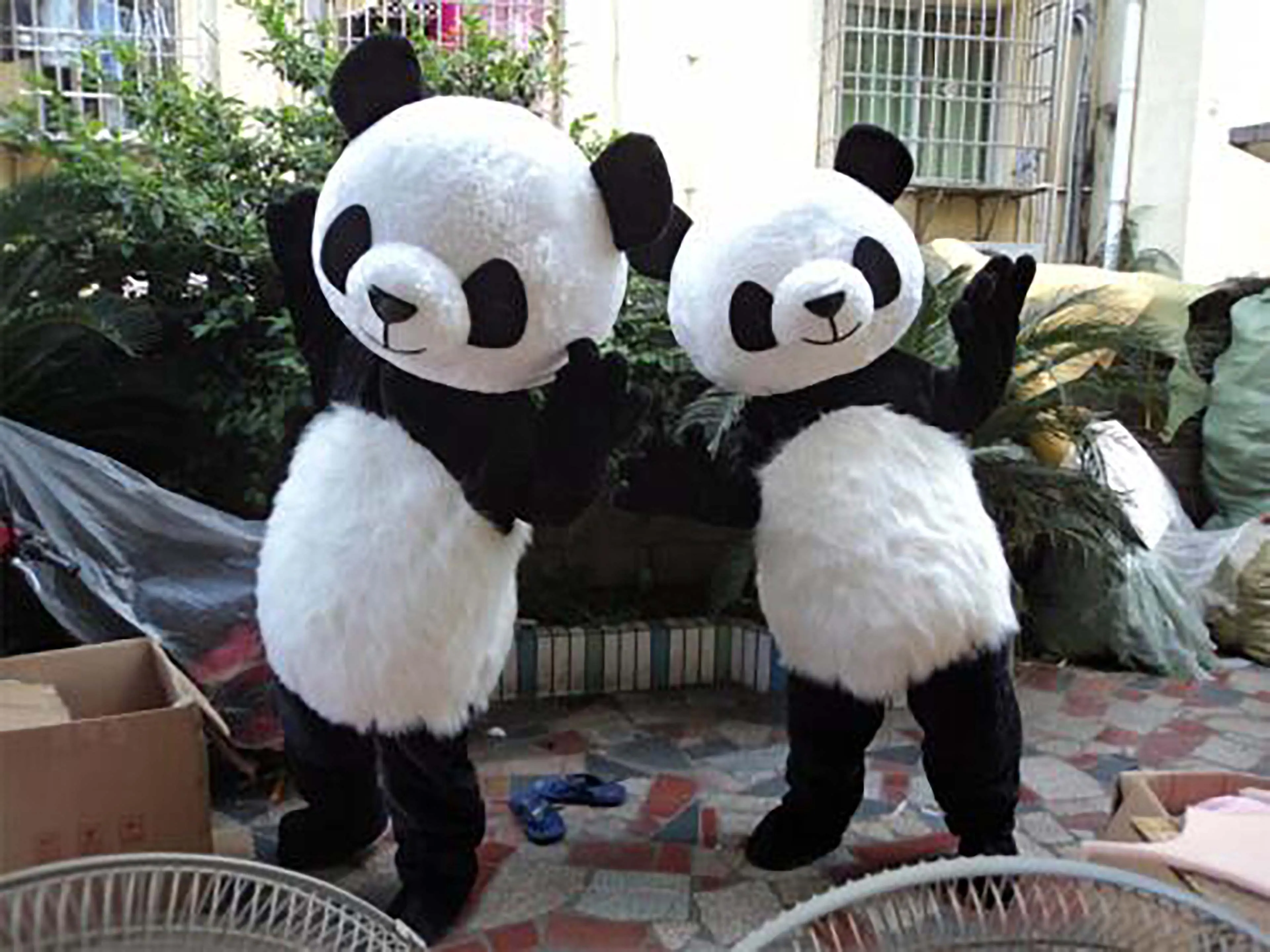 Il costume cinese della mascotte dell'orso panda per adulti si adatta alla festa di compleanno in maschera