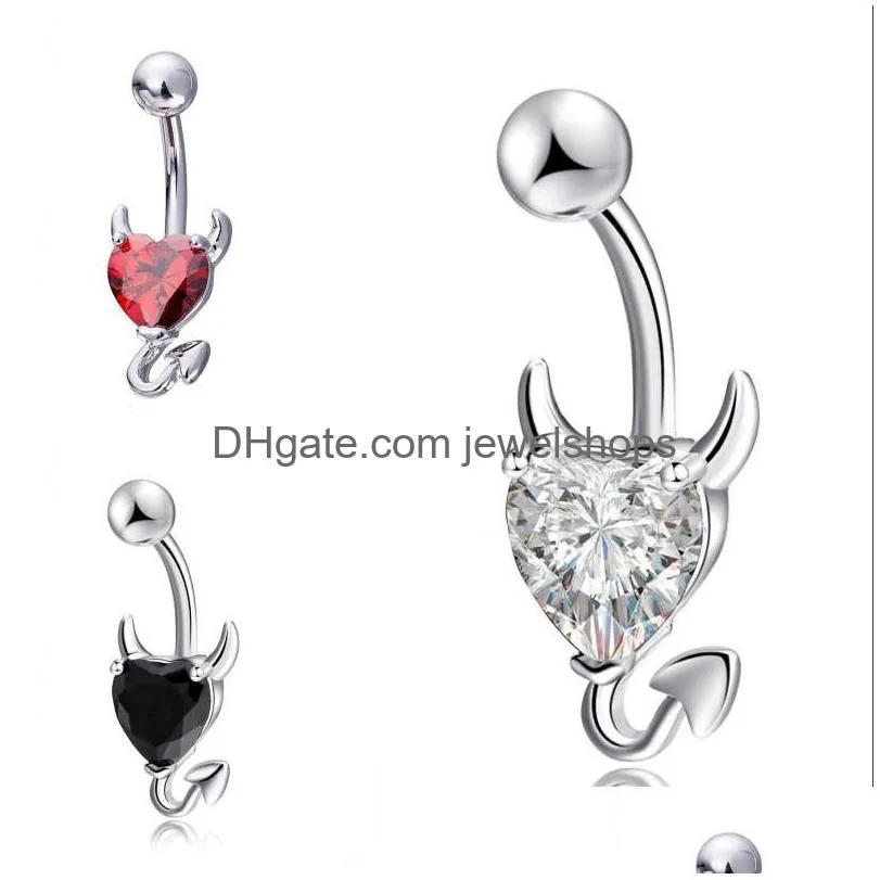 Navel Bell Button Rings Wholesale 3 Colors Little Evil Shape Sier 316L Stainless Steel Jewelry Bars Belly Ring Body Piercing 124 D Dhuzv