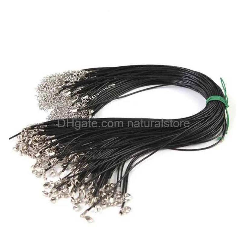 Cord Wire 18 Corde in pelle nera con chiusura a moschettone Catene con cordino Collana Accessorio per gioielli fai-da-te Drop Delivery Risultati Componenti Dharb