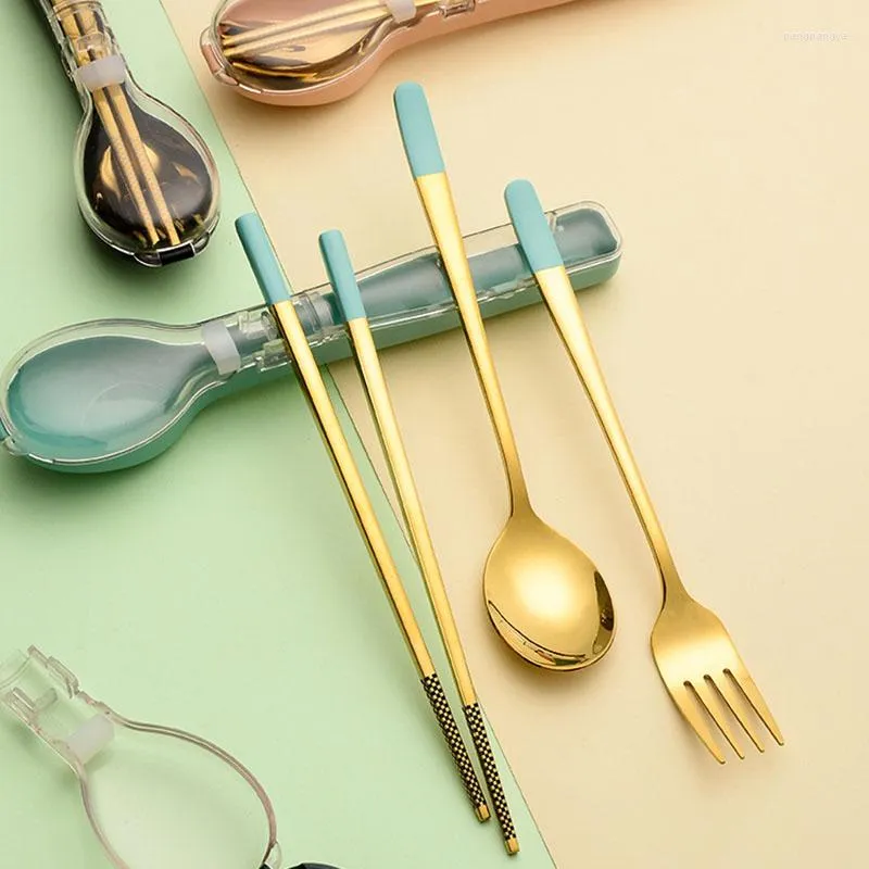 Conjuntos de utensílios de jantar 1 Conjunto 304 pauzinhos de aço inoxidável Forks Spoons Acessórios de churrasco Acampamento ao ar livre para estudantes cozinha doméstica