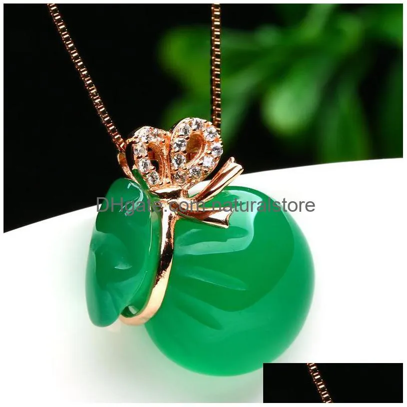 Naszyjniki wiszące zielone Chalcedony Money Bag Womens Jade wisant925sier moda Lucky Live Broadcastpendant Drop dostawa biżuteria pen dhsjg