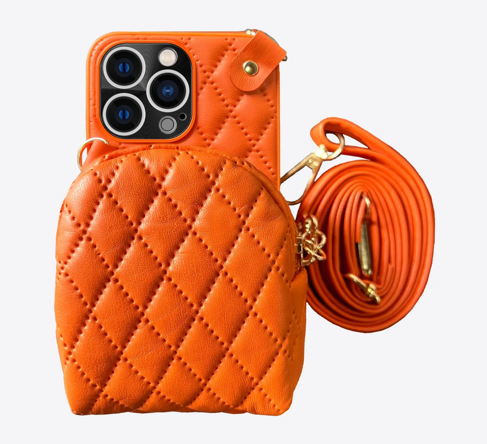 Twill Cell Phone Cases Portable Card Pocket Crossbody Wallet Purse Style Fashion PU Leather Apple Soft Case For Iphone 15 14 PLUS 13 12 PRO MAX Strap