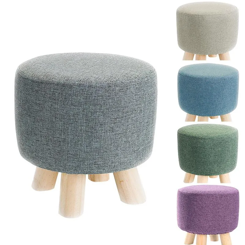 Housses de chaise, housse de tabouret ronde, couleur unie, élastique, multicolore, housse de repose-pieds amovible, protection basse, étui de coussin pour la maison