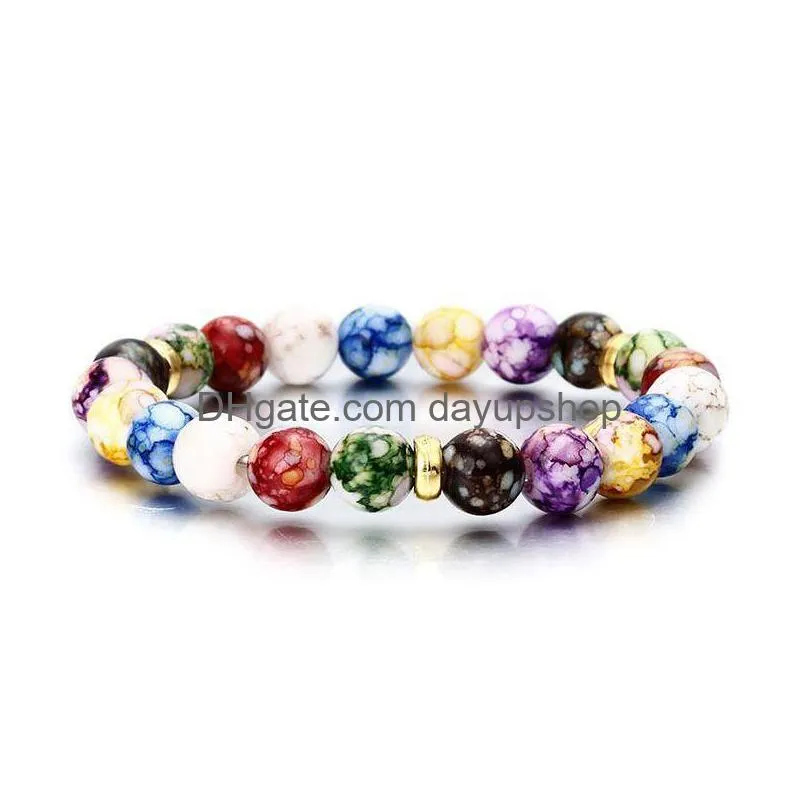 Pärlstav naturligt harts Chakratrådar Armband Mode Colorf Ornament Energi Nya Smycken Kvinnor Man Armband Yoga Jul 1 6Zx Dr Dh2M1