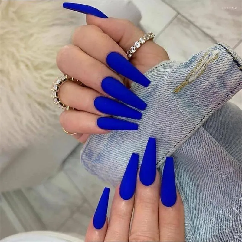 Fake nails Tapered Coffin Nails UV Gelnails Shape Solid Color Fake Nails  Ladies | eBay