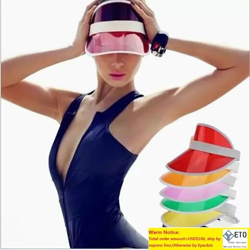 Pare-soleil, chapeau de fête, capuchon en plastique transparent, protection solaire en pvc transparent, élastique pour Tennis et plage