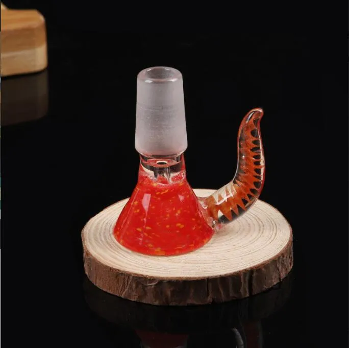 Pipes de nargues Pipes épais entonnoir rond Bols en verre Herbe Brûères d'huile sèche avec poignée 14 mm Piece de bol à glissière masculine pour les accessoires fumeurs Bubble en verre