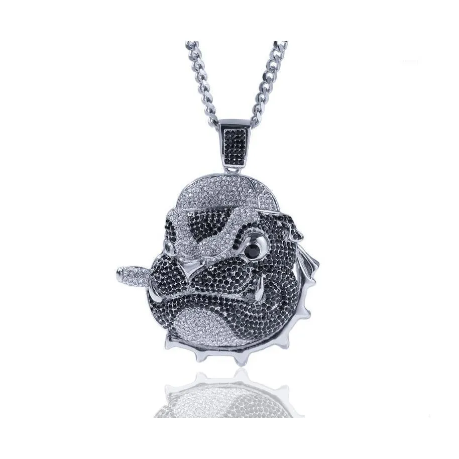 Collane con ciondolo Personalità Fl Zircone Pug Collana Hip Hop Testa di cane Iced Out Fashion Ppupy Men Rapper Jewelry Collana1 Drop Deliv Dhh0T