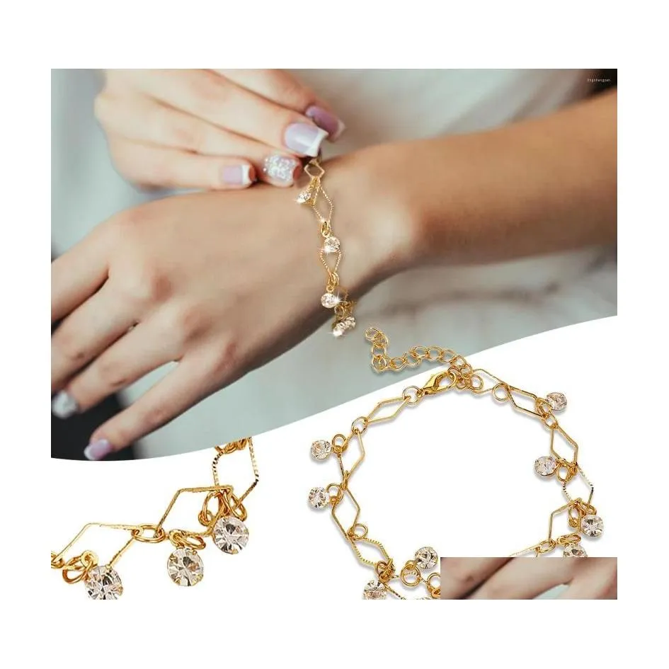 Bangle Rings And Bracelets Set For Teens Transparent Crystal Tassel Bracelet Woman Fashion Light Luxury En Hoops Earrings Women Drop Dhkus