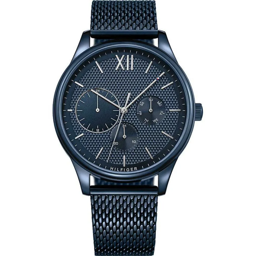 Relógios de aço inoxidável masculino TH1791421 Multifonction Bleu Mesh Strap 44mm Casual Watch291p