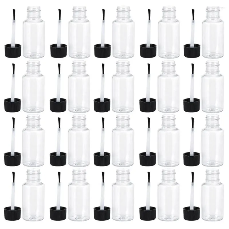 Botellas de almacenamiento 20 piezas 20 ml botella de esmalte de uñas vacía transparente con tapa y cepillo