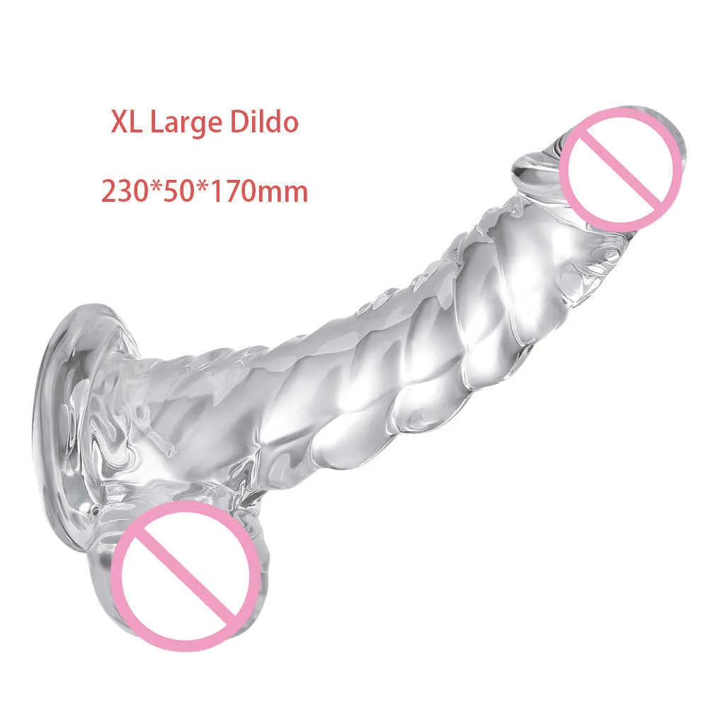 Beauty Items AAV Klarer realistischer Dildo 9 Zoll G-Punkt Monsterdildos mit Saugnapf Erotik Gelee Penis Männer Fake Dick Anal Butt Plug sexy Spielzeug