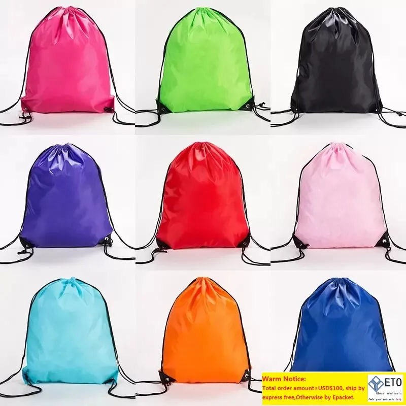 Sac à dos à cordon de couleur unie avec cordon de serrage, sac fourre-tout de gymnastique, sacs à chaussures de Sport scolaire