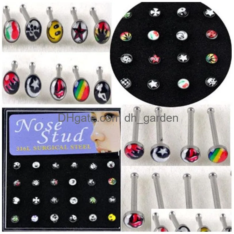 Nose Rings Studs 144 Pcs/Lot 316L Stainless Steel Womens Body Jewelry Ring Piercing 566 T2 Drop Delivery Dhgarden Dhgm2