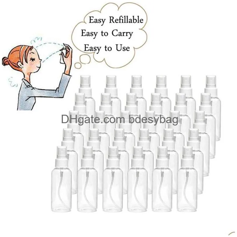 Packflaschen 30 ml 1oz Plastik klares Sprühfillbare kleine tragbare leere Flasche für Reiseöle Pers fallen lassen Dholy abgesetzt