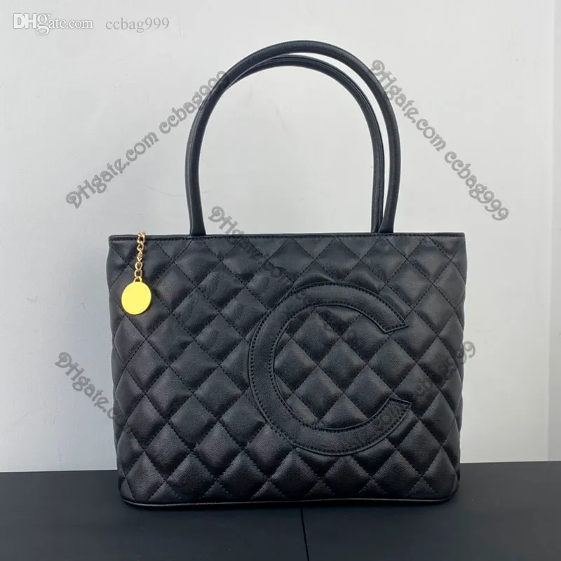 French Designer Tote Bag Classic Caviar Grained Shiny Calfskin Quilted Double Crystal Chain Luxury Handbag With Lager Capacity For Underarm Use Perfect For Outdoor Activities 30x14x24cm From Ccbag999 ...