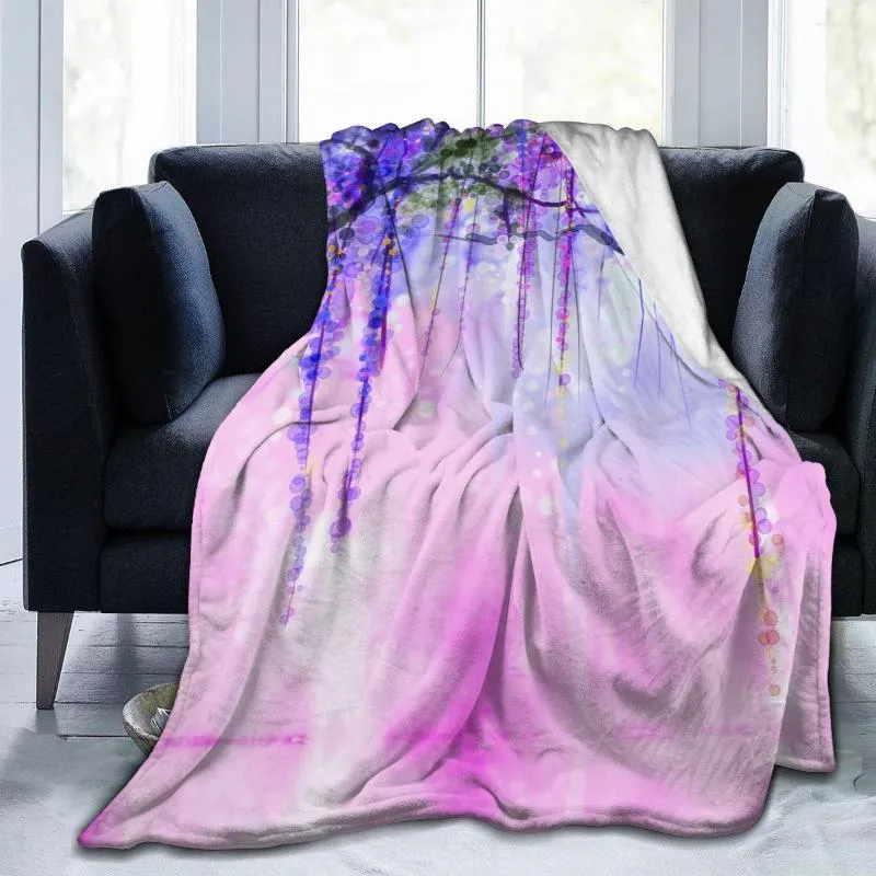 Battaniye pazen battaniye soyut çiçekler wisteria ultra yumuşak mikro polar için bornoz kanepe yatağı için ev kış bahar sonbahar