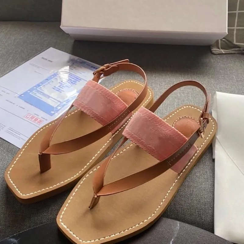 Women`s Flats Woody Flat Mule Sandal Grove Brown Calfskin Slides Canvas Slip-on Slipper Soft Tan Print Embroidered Rubber Bottom Shoes