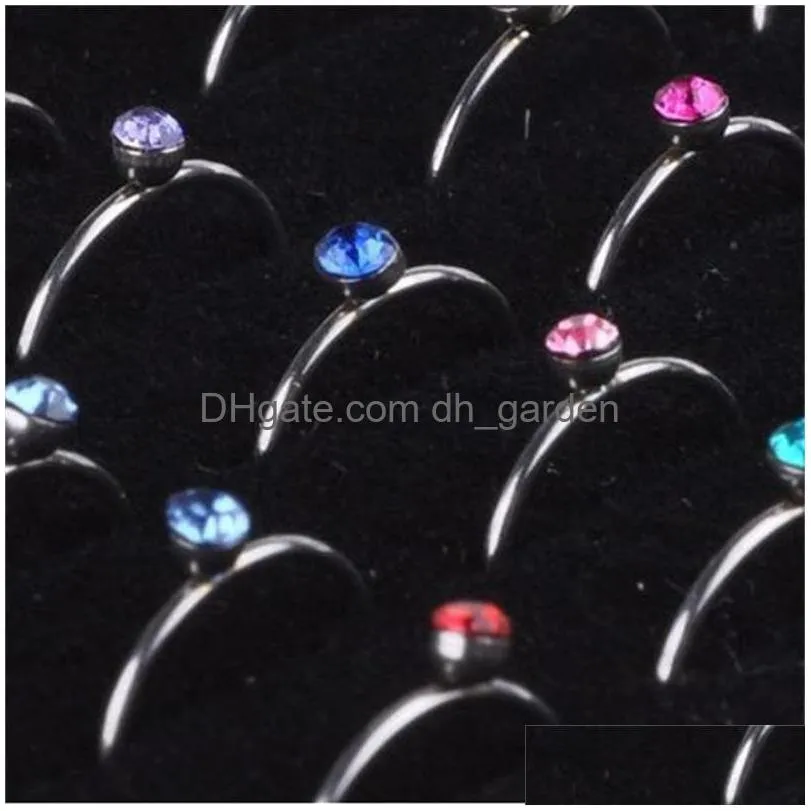 Näsringar studs grossist 40 st 1set smycken fin kropp pierce crystal ring bk parti blring display box lr312 1134 t2 drop d dhgarden dh7sh