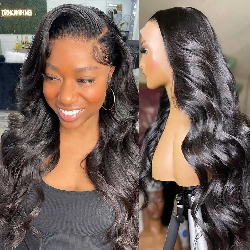 Hot Lace Wigs Body Wave 360 Frontal Pré Pincées Cheveux Humains pour Femmes Brésiliennes 34 32 30 Pouces Lâche Profonde 13x4 13x6 Avant 221216