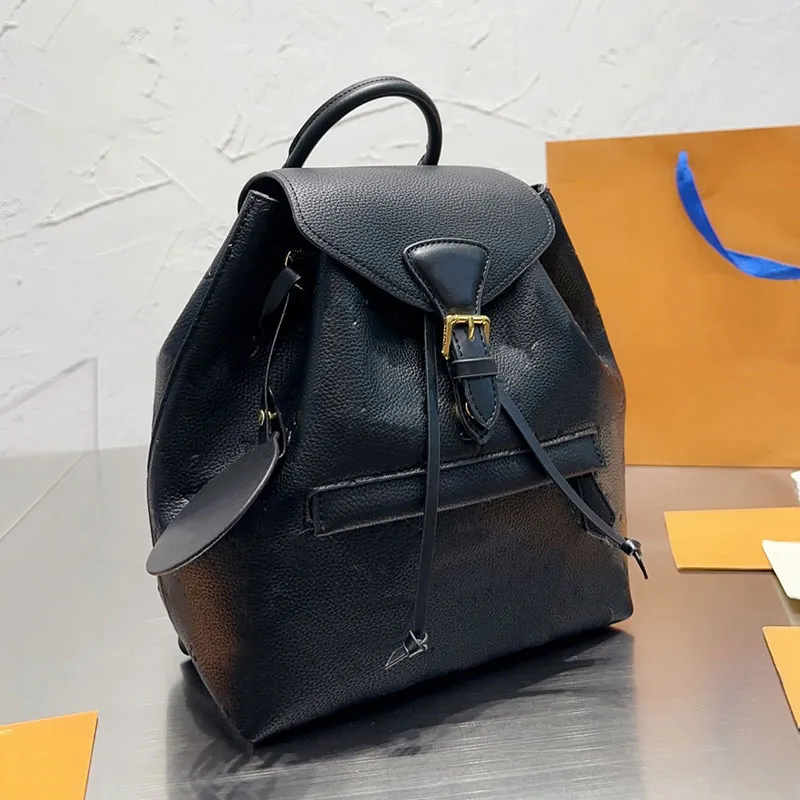 Old Flower Backpack Embossed Leather Backpacks Women Drawstring Handbag Large Capacity Satchels Fashion Schoolbag Travel Duffle Bags