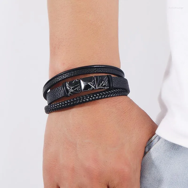 Bedelarmbanden roestvrij staal mannen leer gepersonaliseerd gevlochten touw kralen aangepast cadeau voor vriendje vader