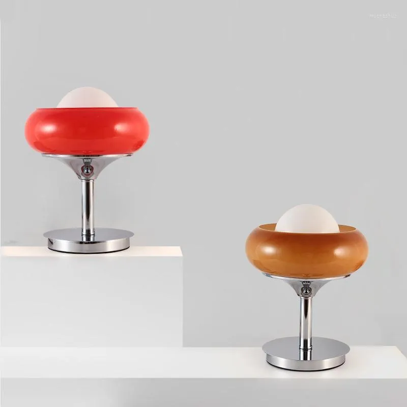 Lámparas de mesa de diseño moderno, lámpara de la era espacial, escritorio Vintage para dormitorio, mesita de noche, accesorios de iluminación de cristal de yema, decoración para sala de estar