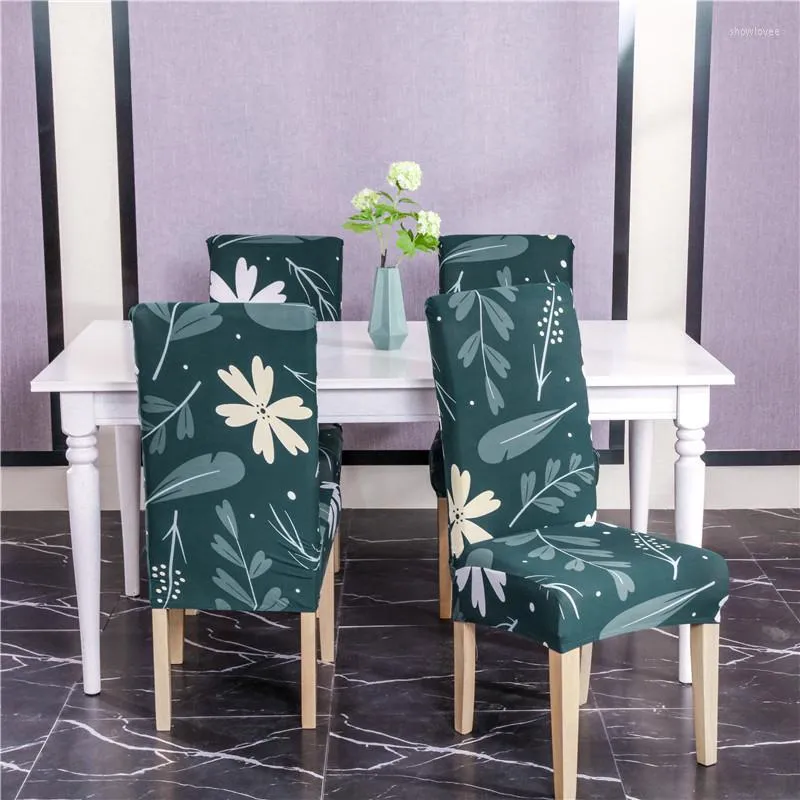 Chair Covers Floral Print Spandex Elastic Stretch Slipcovers Cover Kitchen Dining Room Slipcover Seat For Wedding El Banquet