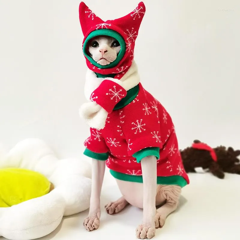 Costumi per gatti Abito da festa Vestiti senza peli Sfinge Devon Rex Abbigliamento Autunno Inverno Abiti lavorati a maglia Maglione Cappello Sciarpa Sphynx Costume