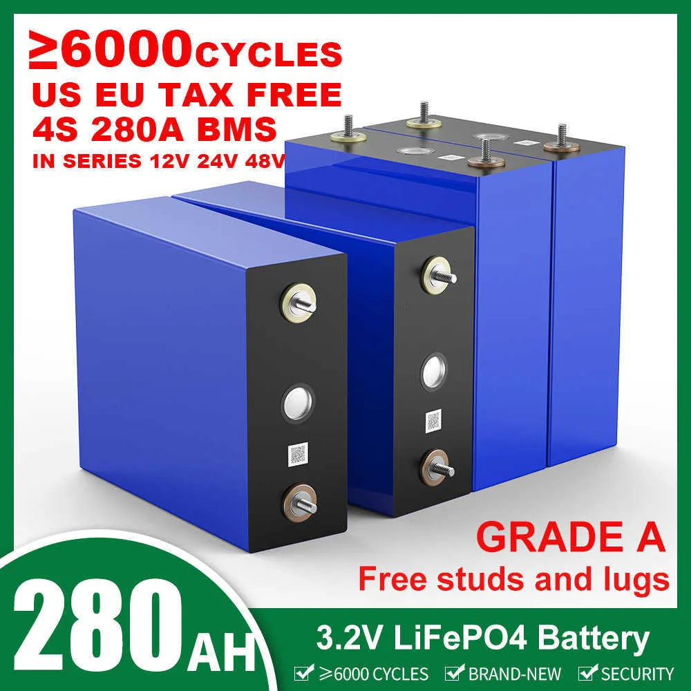Nueva batería recargable de fosfato de hierro y litio LifePO4 de 3,2 V, 280AH, 12V, 24V, 48V, celda de grado A para RV, barcos de pesca, yate, carrito de Golf
