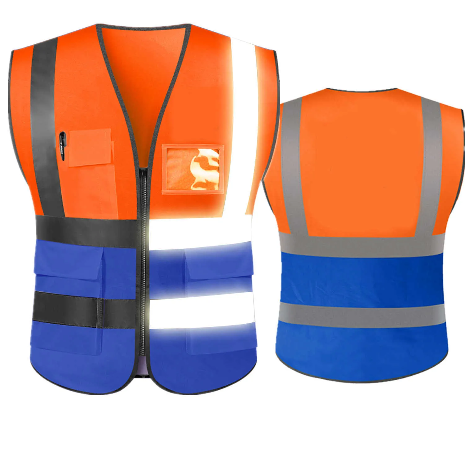 Reflecterend Vest HI Zichtbaarheid Reflecterend Veiligheid Vest met strips en 5 zakken Constructiewerk Uniform ANSI Klasse 2 Standaard