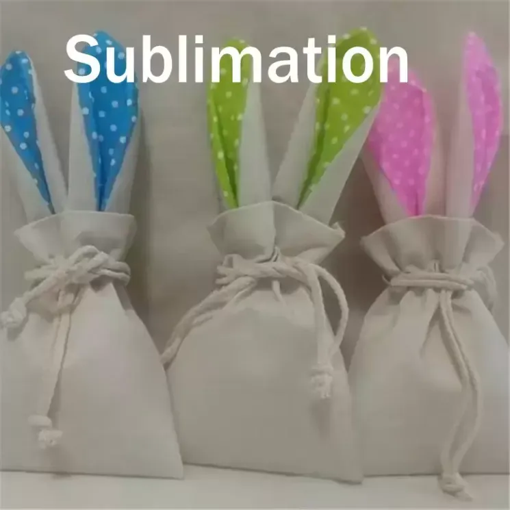 Easter Sublimation Rabbit Egg Kids Small Figuredized Easter Gift Candy Bag Bag مع String Home Festival Supplies TT1223