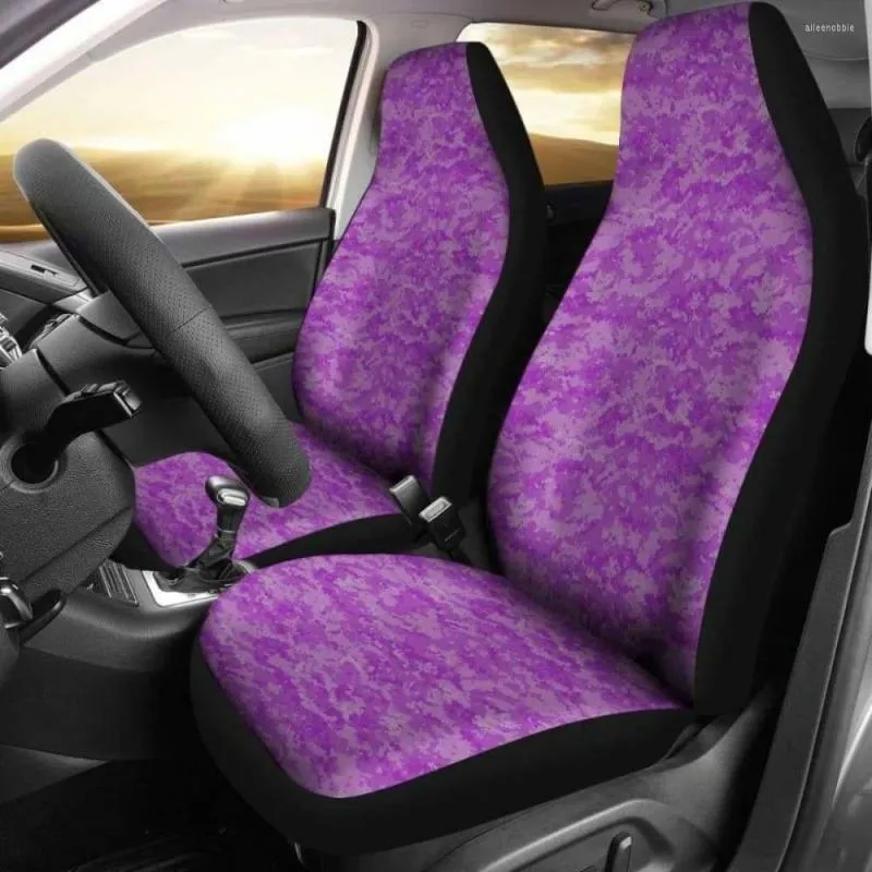 يغطي مقعد السيارة حزمة التمويه الرقمية الأرجواني من 2 غطاء واقية أمامي عالمي
