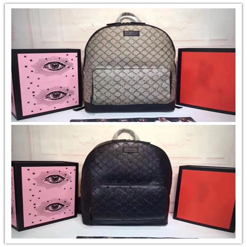 Projektant luksusowy charakterystyczny plecak w kolorze czarnym z czarnymi skórzanymi wykończeniami 406370 beżowy PVC size31 5248y