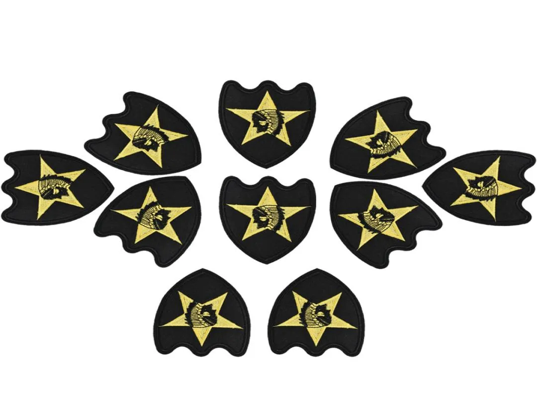 10st Black Embroidery Badge Golden Patches For Clothing Iron Patch för kläder Applique Sy Tillbehör Klistermärken på tyg Iron5059075