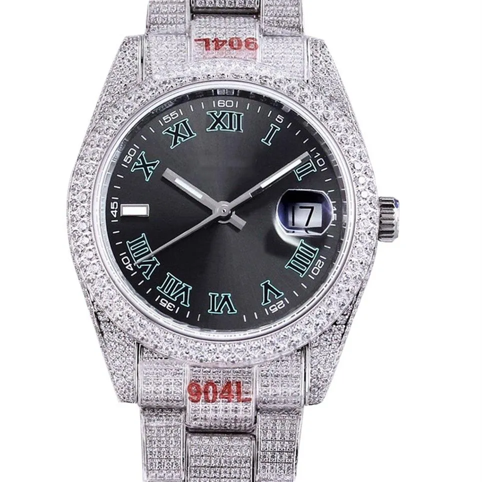 Montre pour hommes avec diamants complets 40 6 mm Montres mécaniques automatiques Lunette en diamant Montres-bracelets en saphir étanche DiamondStudded Montre 273L