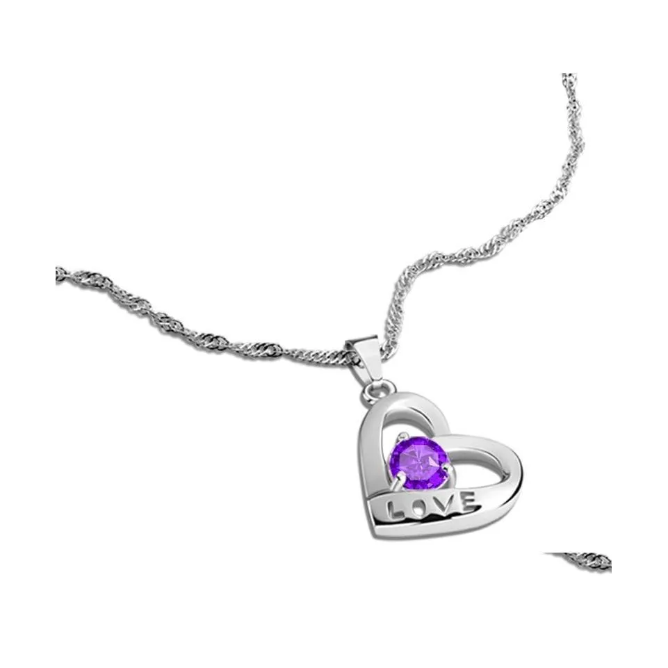 Łańcuchy 925 Sterling Sier Heart Love Wisiant Naszyjnik Kobiety Czerwony cyrkon Charm Lady Biżuter