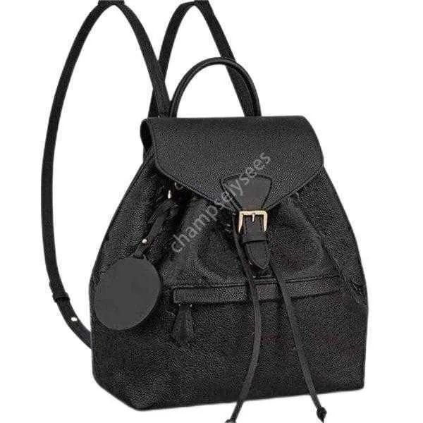 MONTSOURIS zaino donna classico marrone fiore moda borsa da viaggio in pelle designer fibbia cravatta corda zaini Tortora Sperone M4550132