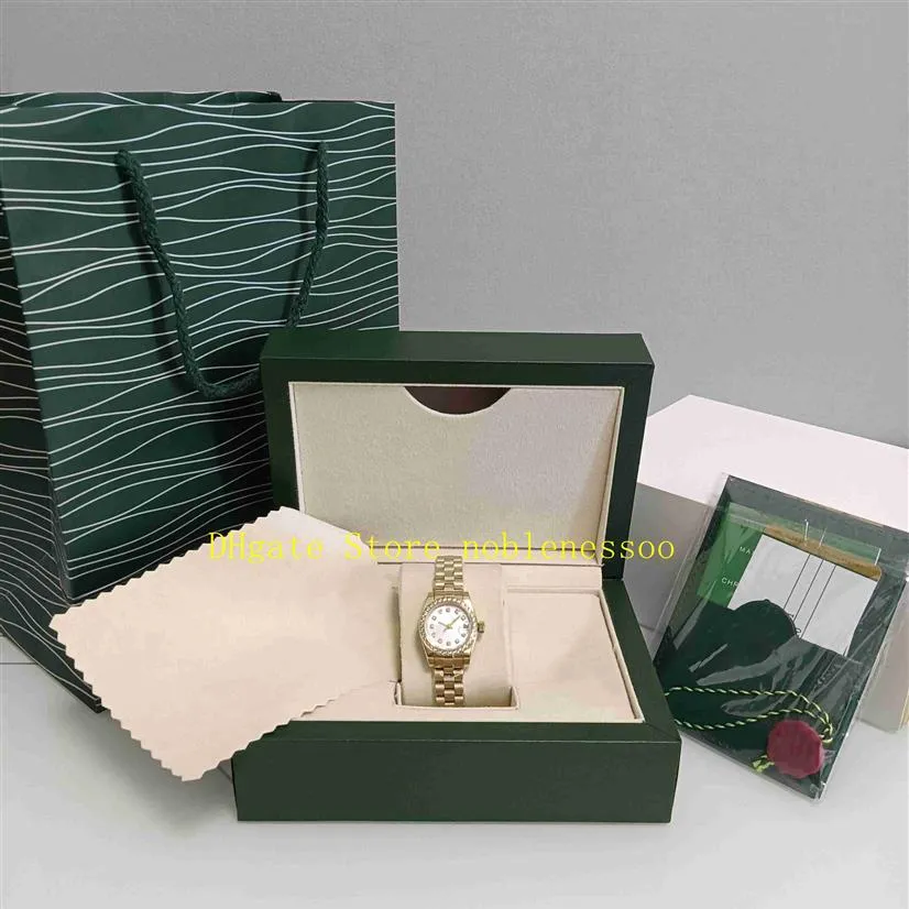 Real Po med originalbox Ladies Watch Women's 26mm Bezel Diamond 179383 Yellow Gold Armband Folding CLASP Automatisk mech255U