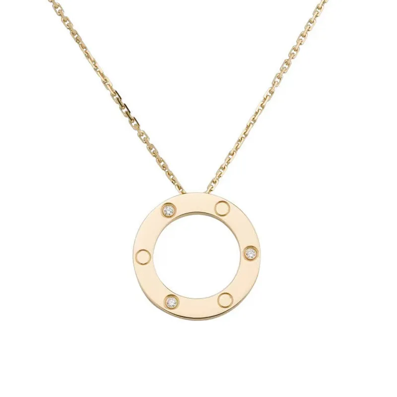 Designer Love Circle Pendentif Collier Lettre De Mode Colliers pour Hommes et Femmes Cadeau Saint Valentin Plaqué Or 18k Bijoux De Luxe