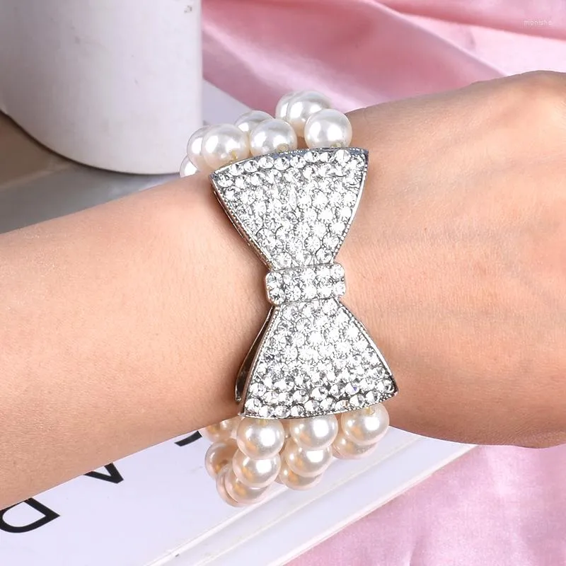 Bracelet perle mode nœud grand bracelet réglable pour femmes géométrique haute qualité luxe coréen élastique bijoux