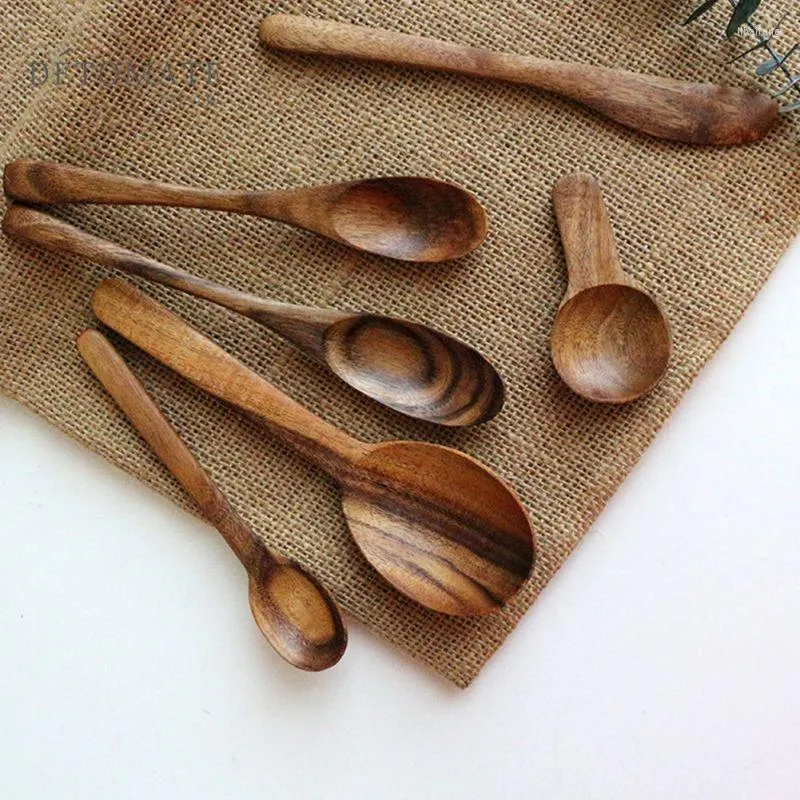 Dinnerware Sets Wood Condiment Scoop Flatware Coffee Tea Small Sugar Milk Spoon Salt Soup Spoons Cooking Tools Kitchen Gadgets #